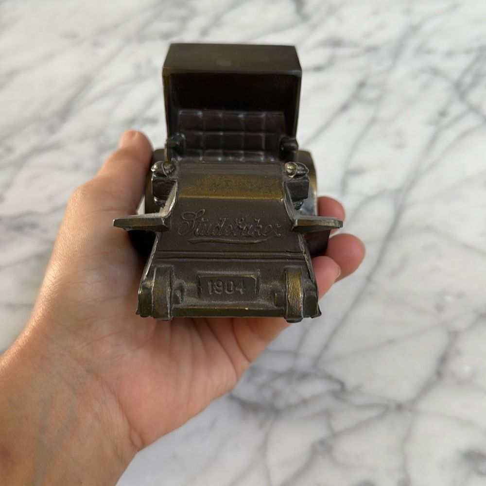 Vintage Banthrico 1904 Rambler Auto Bank Brass Finish Classic Model Car Coin